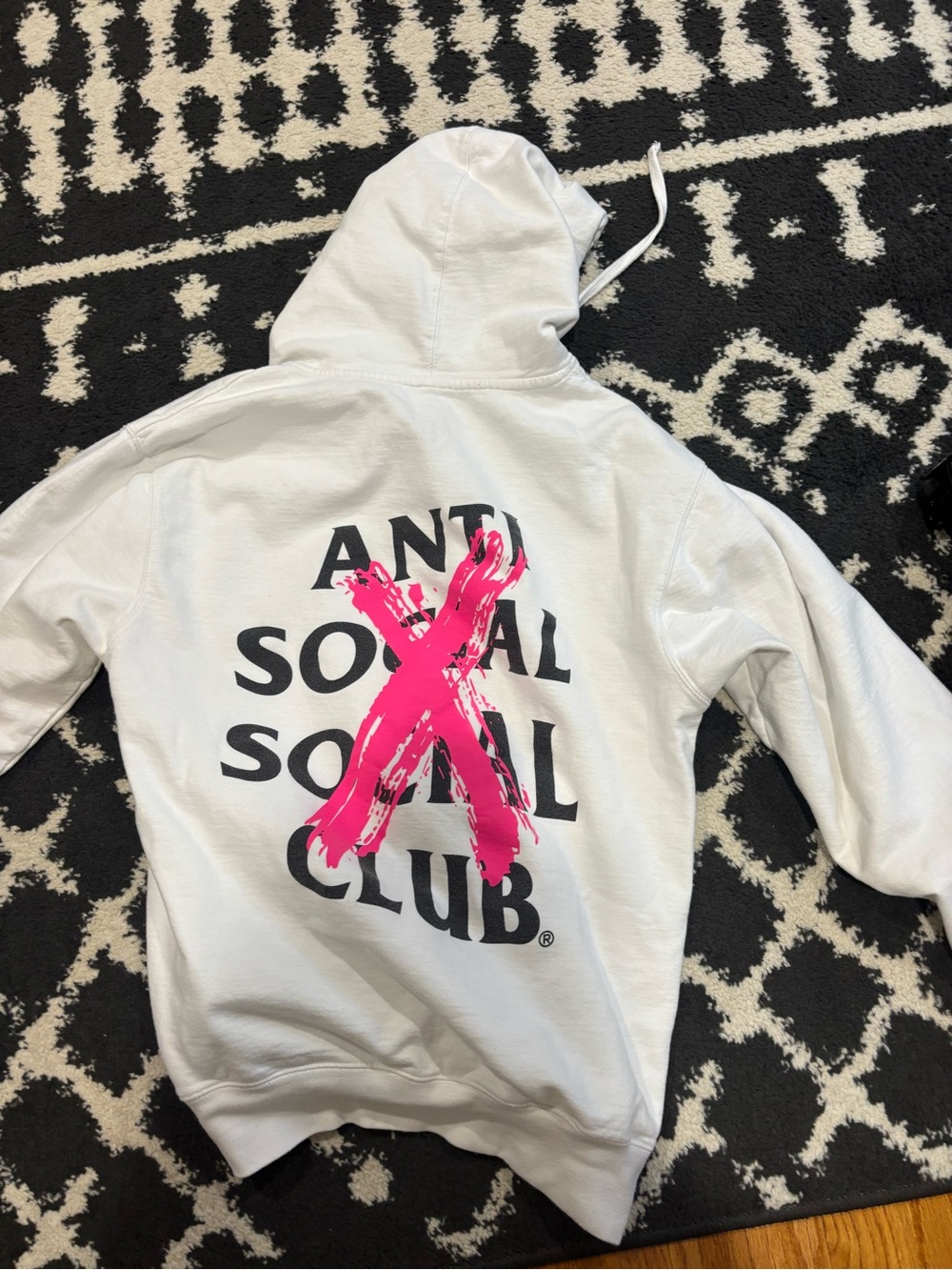 Anti Social Social Club White Hoodie with Pink Brush X